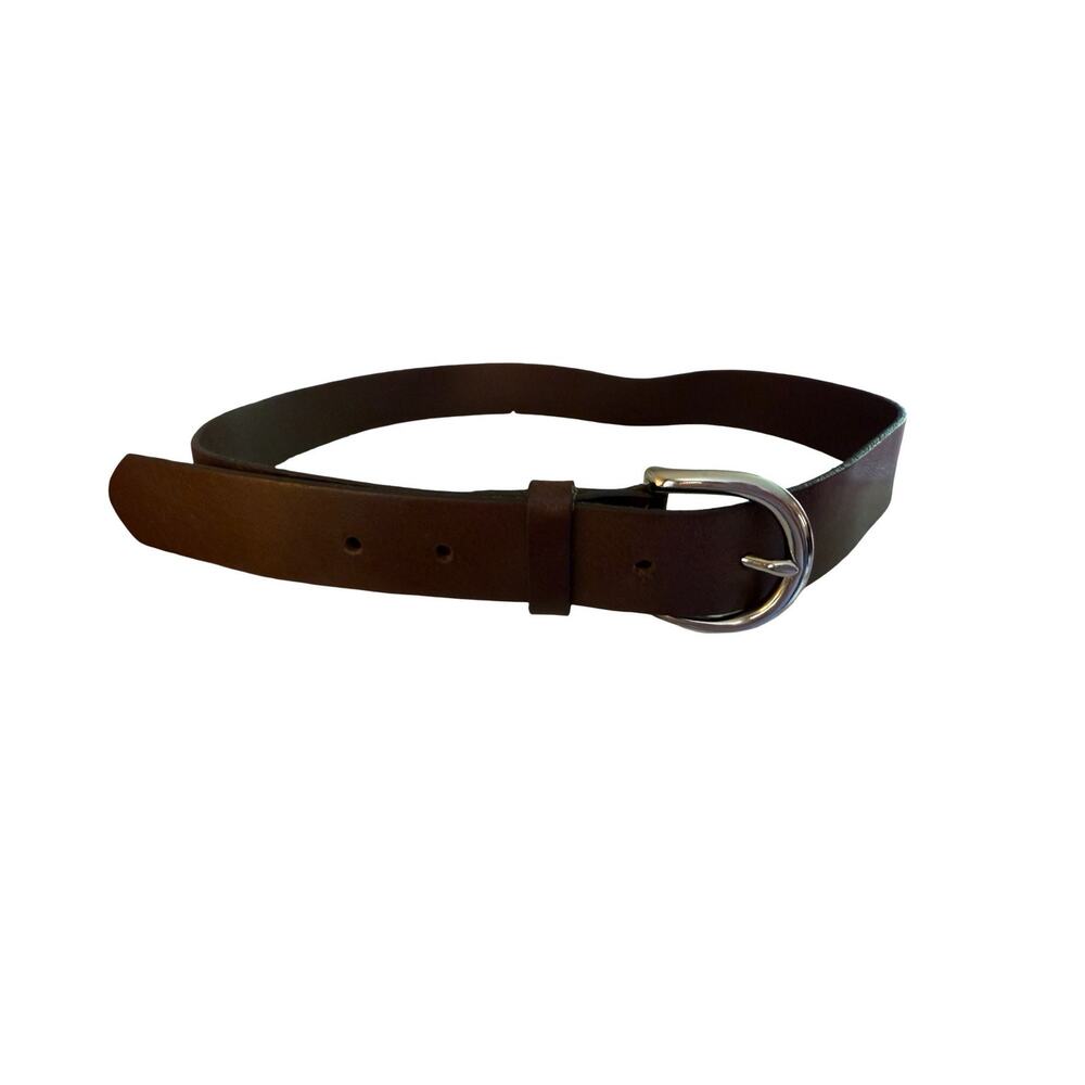GAP Brown Leather Belt Womens Size S Silver Horeshoe Buckle Casual Classic NWOT
